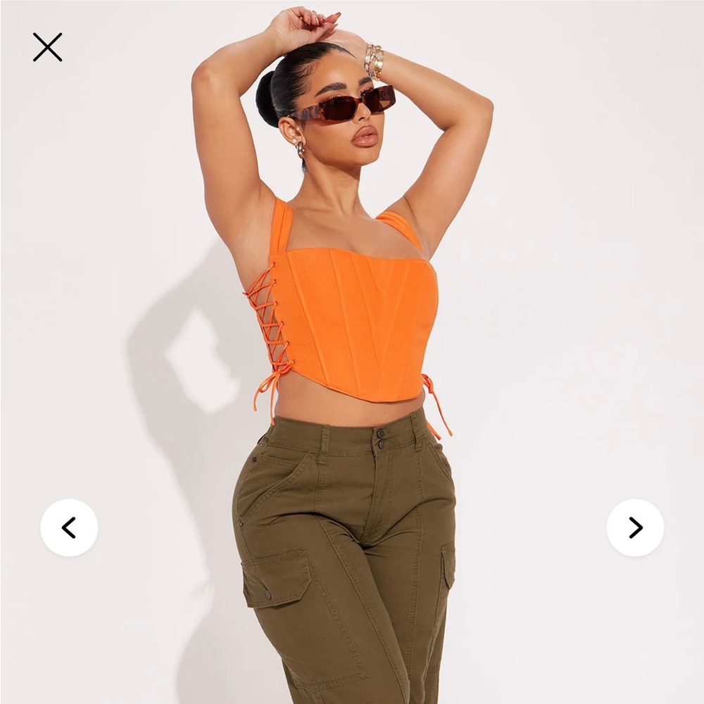 Orange Lace-Up Corset Top